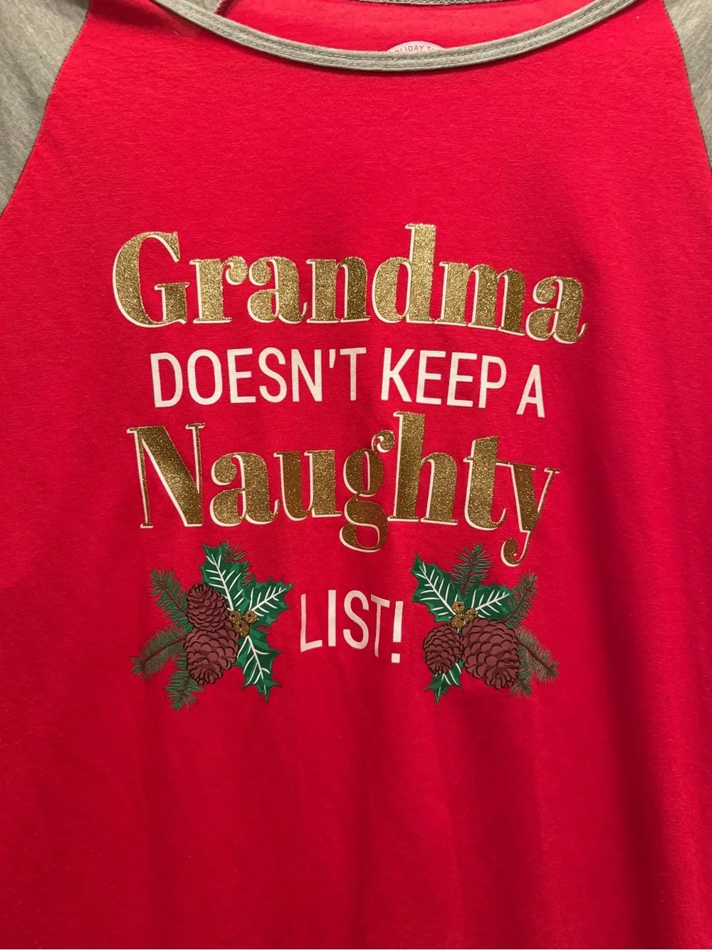 Holiday Time Red Kids' Holiday Top with Gray Trim